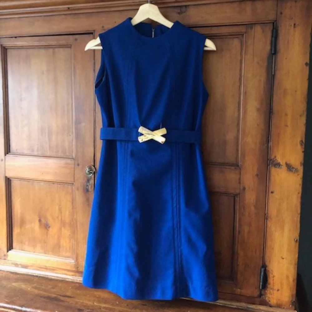 VINTAGE royal blue Mod 1960s mini dress